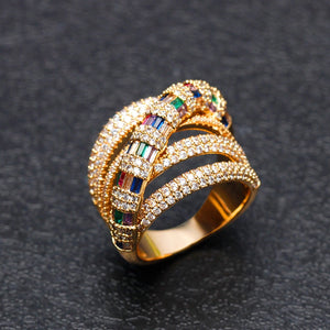 Multilayer Design Zircon Stone Finger Ring