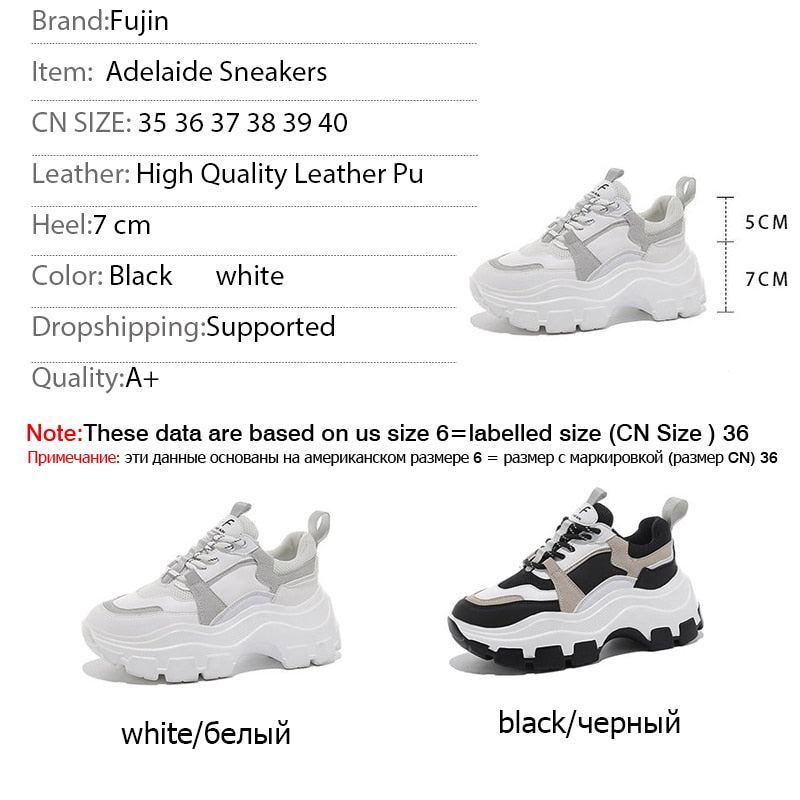 VIP Link For dropshipping Fujin Chunky Sneakers Women Spring Thick Bottom Daddy Shoes Round Toe Breathing Leisure Women Shoes