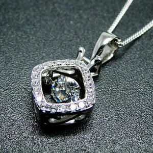 CZ Stone in 925 Sterling Silver Dancing Diamond Necklace