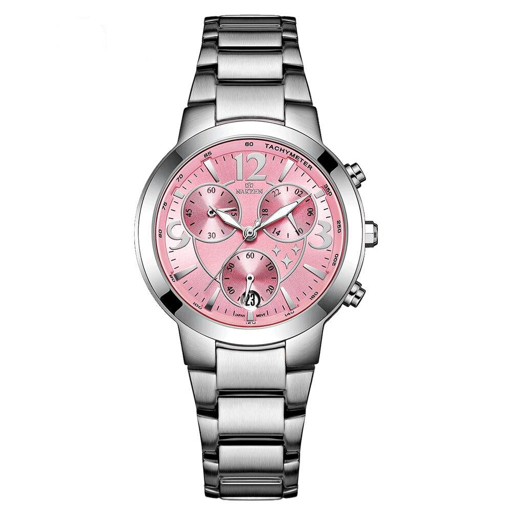 Waterproof Stainless Steel Luxury Clock Ladies Watch