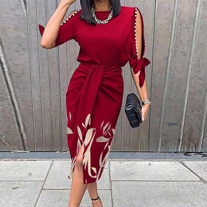 Autumn Sexy Office Dress Fashion Lady Print Bodycon Low-cut Elegant Beach Party Casual Ruched Dresses For Women Robe Femme