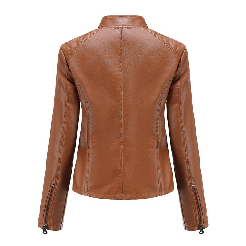 Womens Leather Jackets And Coats Spring Autumn Long Sleeve Fashion Basic Motorcycle Jackets Female Streetwear Casual Outwear