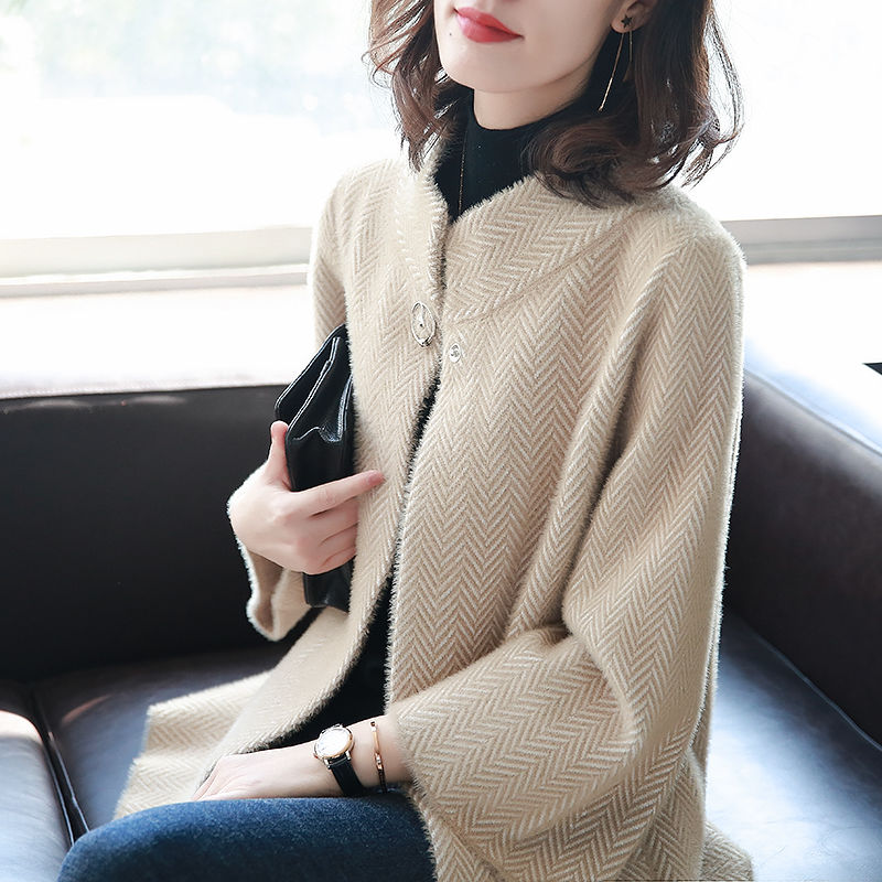 Long-sleeved Sweater Mink Fur Cardigan