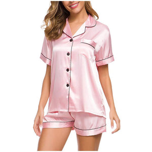 Pijamas Women Night Dress Womens Silk Satin Pajamas Set Sleepwear Loungewear Button-Down Sets pijama mujer verano пижама