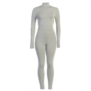 One Piece Solid Long Sleeve Zip Tracksuit