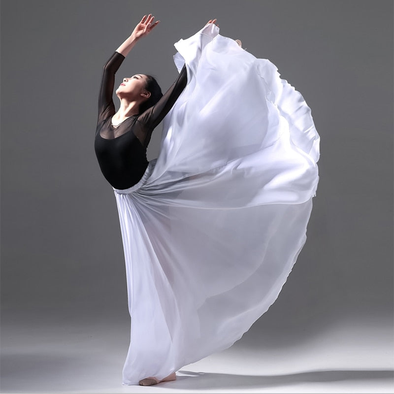 85cm Long Chiffon Ballet Skirt Burgundy Wine Red White Black Adult Ballerina Swan Lake Dance Elastic Waist Expansion Skirts