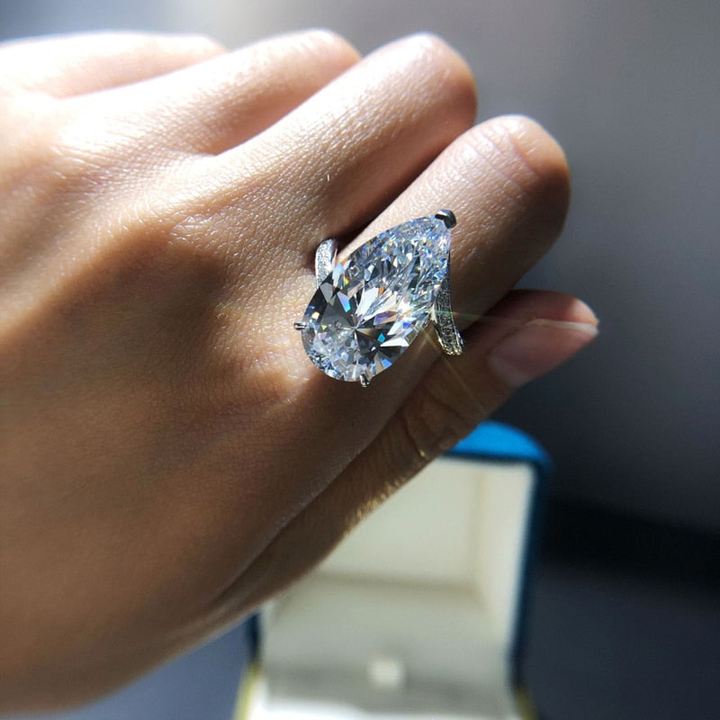12*22MM Water drop Wedding High carbon Diamond rings for women