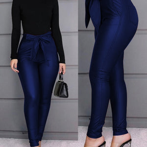 Casual PU Leather Pants Including Belt