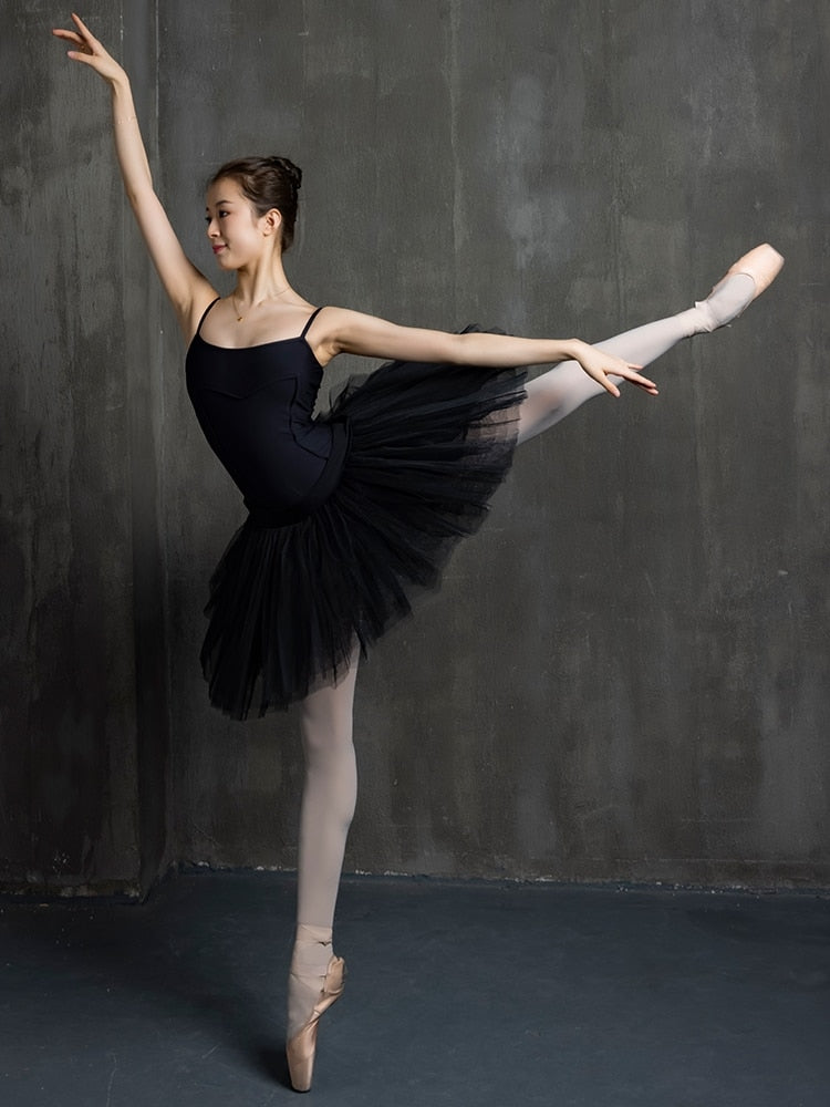 Professional Ballet Swan Lake Tutu White Black Elastic Waist Adults Ballerina 5 Layers Hard Mesh Tulle Skirt Tutus With Briefs