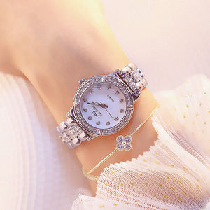Yellow Gold Plated Ladies Watch with Strass Diamond Water Resistant