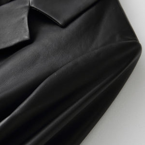 Nerazzurri Black Faux Leather Blazer Women Long Sleeve Belt Leather Jacket Women 5xl 6xl 7xl New arrivals 2022 Womens Clothing