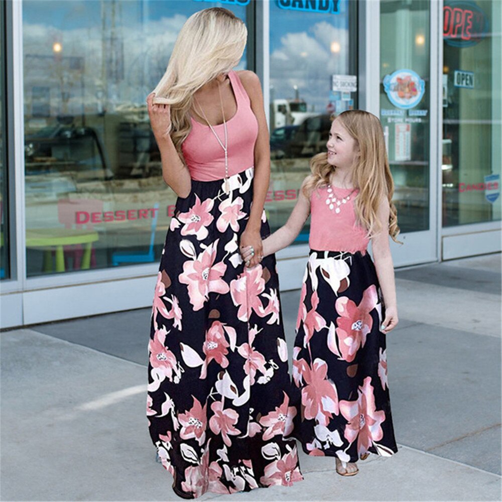 Mom and Daughter Dress Patchwork Floral Long Dresses Mother Daughter Summer Mommy and Daughter Matching Clothes Mom and Daughter Dress Patchwork Floral Long Dresses Mother Daughter Summer Mommy and Daughter Matching Clothes
