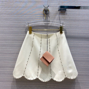 White/Black Elegant High Waist A-line Mini Skirts