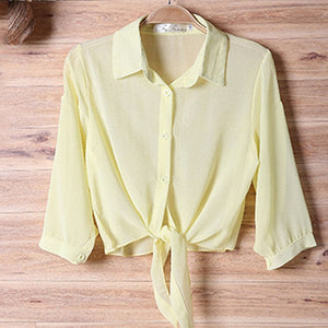 2022 Summer Half Sleeve Buttoned Up Shirt Women&#39;s Coat Female Sun Protection All-match Thin Short Sleeve Chiffon Cardigan 13556