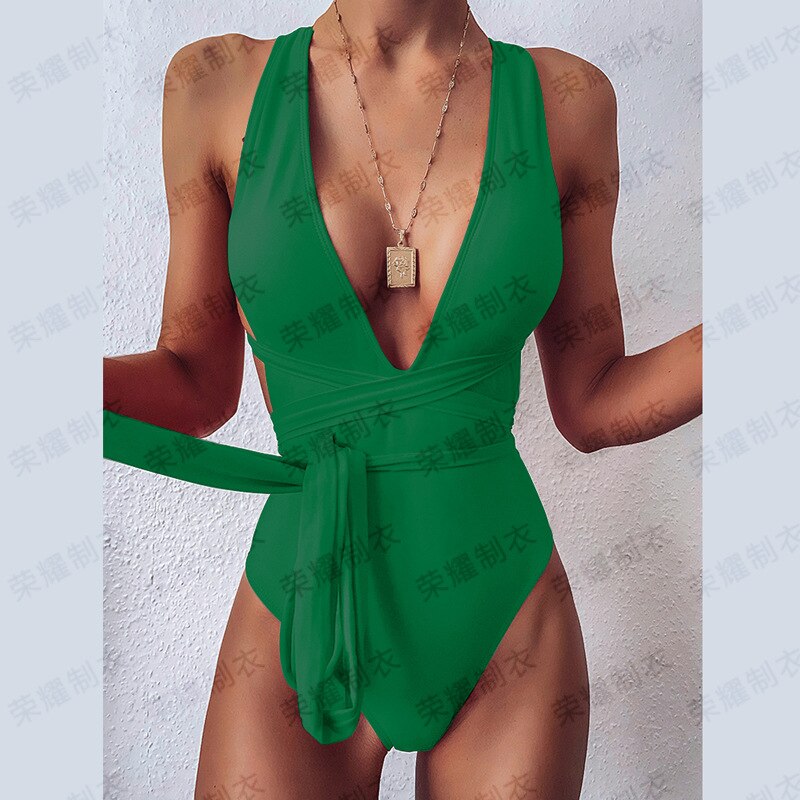 Sexy Solid Red One Piece Swimsuit Women Push Up Lace Up Bandage Bodysu Global Fashions GC Sexy Solid Red One Piece Swimsuit Women Push Up Lace Up Bandage Bodysu Global Fashions GC