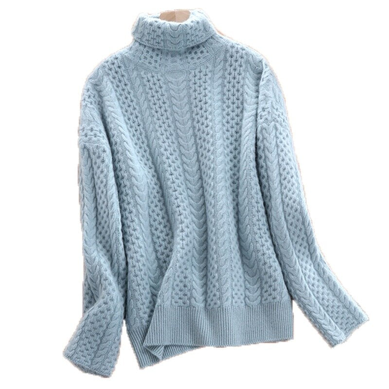 High collar Cashmere Thick Loose Pullover sweater
