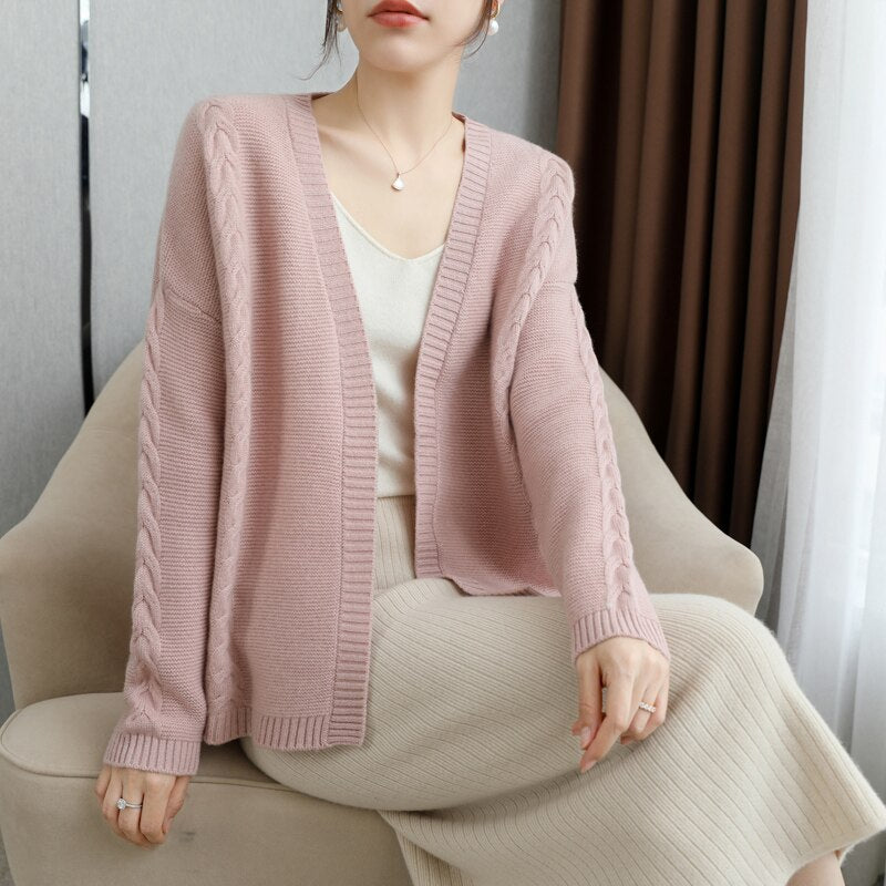 Cashmere and Wool Long Sleeve Cardigan