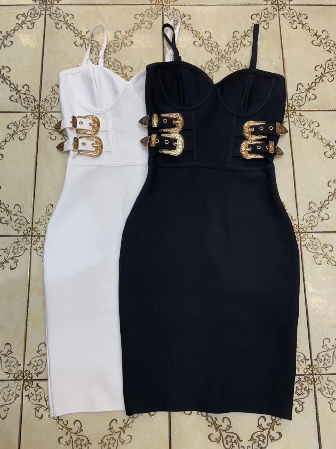 Women Summer Dress Sexy V Neck Backless Black White Bodycon Bandage Dress 2020 Designer Fashion Evening Party Dress Vestido