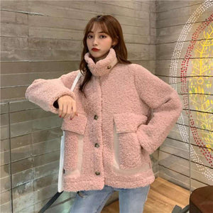 дубленка женская Korean Fashion Thick Wool Jacket 2021 Warm Women&#39;s Winter Sheepskin Coat One Piece Fur Coats All-Match Traf