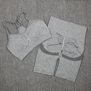 ATHVOTAR 2Pcs Women Sport Suit Gym Set Sexy Bra Seamless Shorts Workout Running Clothing Gym Wear Athletic Yoga Set
