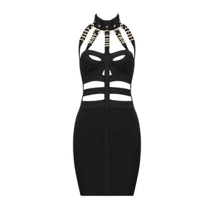 Women Summer Fashion Sexy Hollow Out Eyelet Sequined Cut Out Black Red White Bandage Dress 2021 Elegant Evening Party Dress