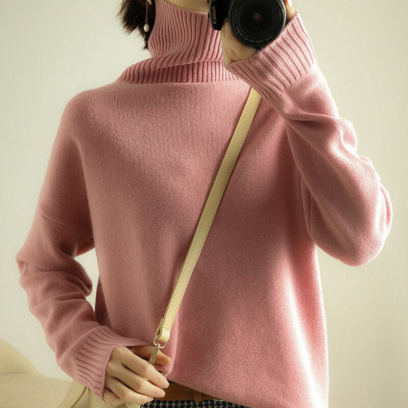 Bottom Thick Loose High-neck Cashmere Sweater