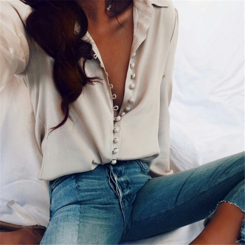 Solid Buttons Long Sleeve Shirts