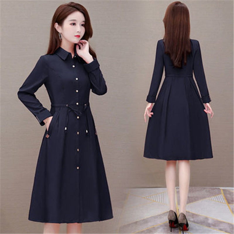 Women Trench Coat 2021New Female Spring Autumn Windbreaker Lady Fashion All-Match Coat Ladies Mid-length Trench Clothing 4XLC678