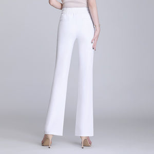 Fashion Cream Flare With Pockets plus size pant