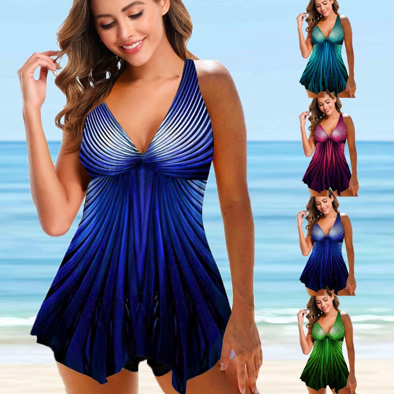 New Sexy Tankini 2022 Print Swimsuit Women Summer Plus Size Swimwear Bikini Set Bathing Suit Summer Beach Wear Swimming Suit