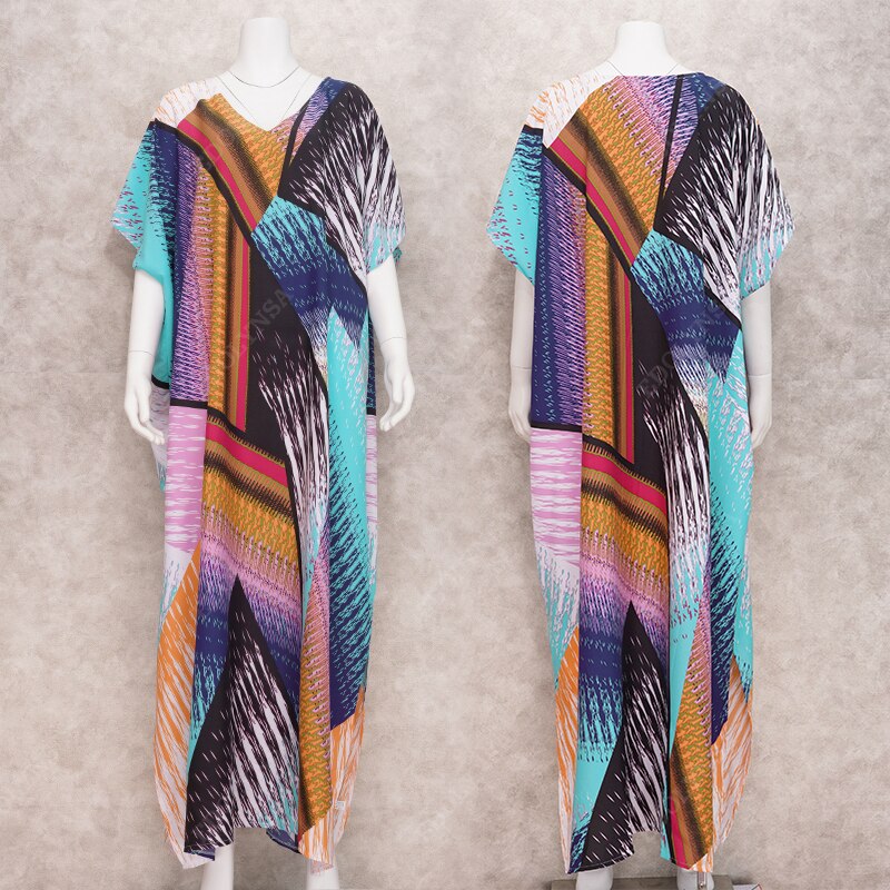 Quick-drying Bohemian Print V-neck Kaftan Swimsuit Cover Up