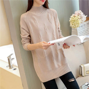 Mid-Length Half-High Pullover Knitted Loose Thick Sweater