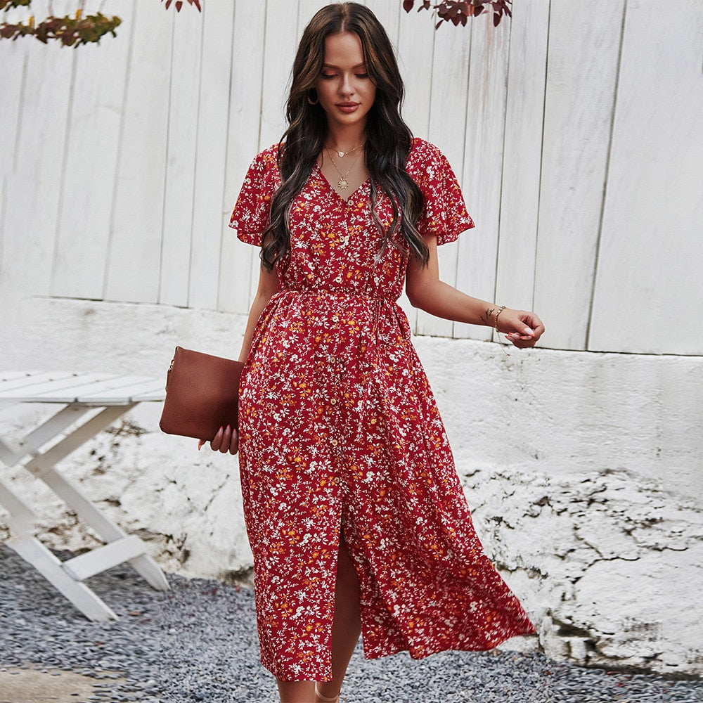 New Ladies Vintage Maxi Floral Print Summer Dress Women Slim Casual Hi Global Fashions GC New Ladies Vintage Maxi Floral Print Summer Dress Women Slim Casual Hi Global Fashions GC