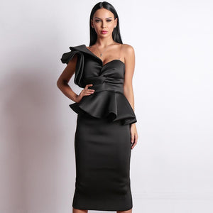 Spring and Summer One-Shoulder Backless Ruffle Mermaid Club Dress