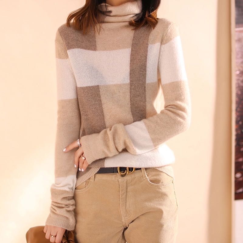 High-Neck Color Pure Wool Warm Knitted Bottoming Shirt