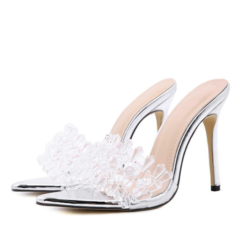 PVC Transparent Crystal Pointed Toe High Heels