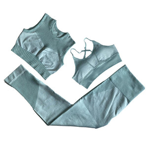Seamless Crop Top Hollow Fitness Gym Suit