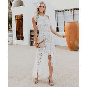 Sexy Lady Hollow Lace Dress Boho Floral Lace White Dress Evening Party Casual Elegant Clothes Beach Long Sundress Midi Vestido