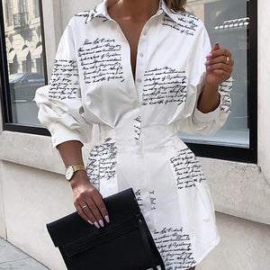 Letters Turn-down Collar Bodycon Young Style Blouse