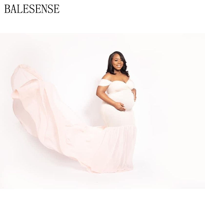 Chiffon Maxi Long Tail Maternity Dresses for Photo Shoot Sexy Off Shoulder Pregnant Photo Pregnancy Gown Dress Photography Props