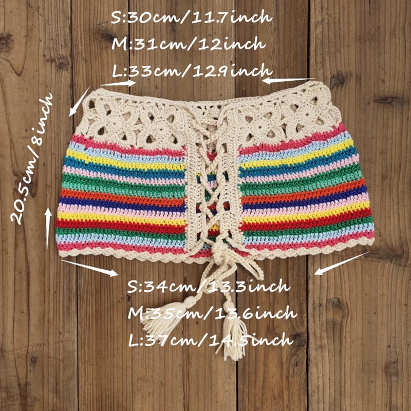 Daisy Chain Tube Top and Skirt Hand Crochet Women Bikini Set Beach Swimwear Swimsuit Suit