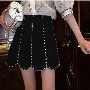 White/Black Elegant High Waist A-line Mini Skirts