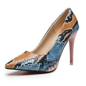 Stiletto Heels High Pumps Women Snake Skin Pumps Pointed Toe Shoes Female Shallow Party Shoes Ladies Spring Big Size 42 Dropship
