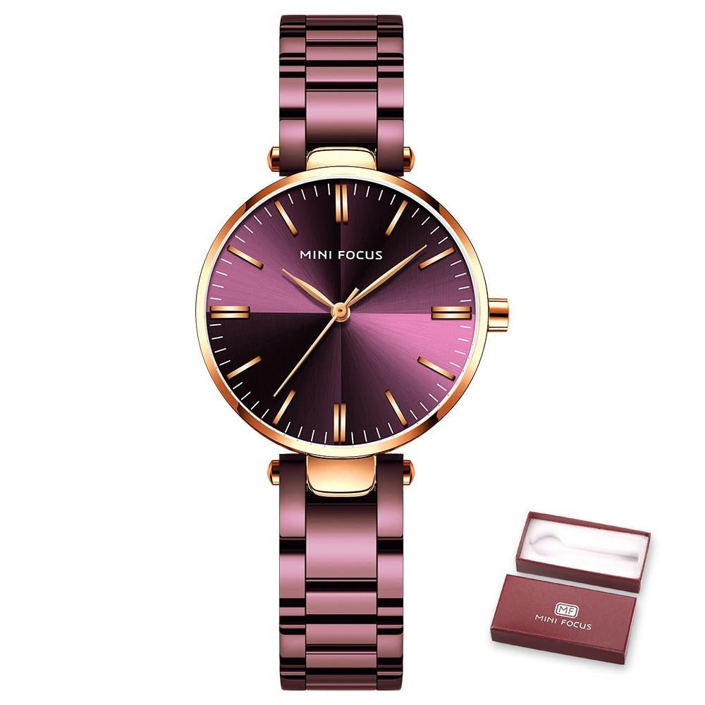 Simple Steel Purple Quartz Waterproof Watches