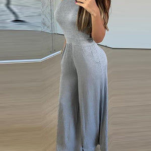 Women Casual Solid Color Hollow Out Jumpsuits