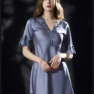 Women Lingerie Silk Sleepwear pyjamas Sexy Nightwear Sleeveless V Neck Satin Night Dress M-XXL