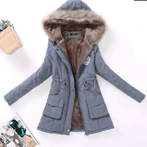 Winter women coat 2019 Women&#39;s Parka Casual Outwear Military Hooded fur Coat Down Jackets Winter Coat for Female CC001