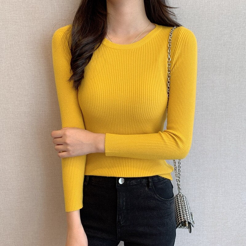 Woman Clothes Autumn Winter 2021 Knitted Women&#39;s Sweater O Neck Long Sleeve Basic All-match Pullover Female Clothes Jumper Muje