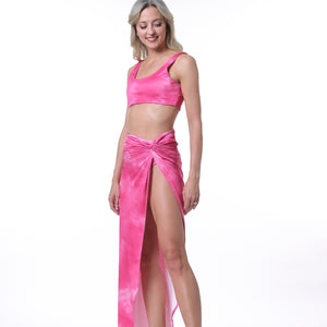 Sexy Two-Piece Outfits Women Party 2 Piece Set Clubwear Sleeveless Summer New Twist Side Split Long Skirts Matching Set