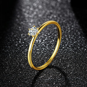 18K Yellow Gold Ring for Women 0.2ct Test Moissanite Diamond Ring
